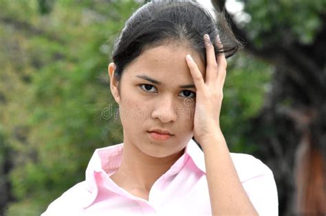 A Beautiful Filipina Girl Under Stress Stock Image Image Of