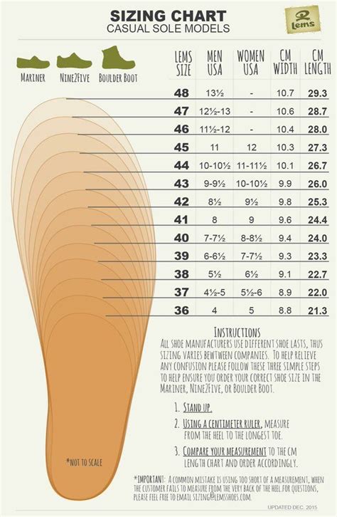 Lems Shoes Size Chart