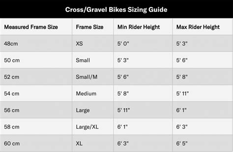 What Size Frame Gravel Bike Do I Need Gravel Bike Size Chart