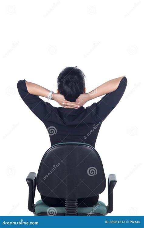 Rear View Tired Business Woman Stretching Stock Image Image Of Female Attractive 28061213