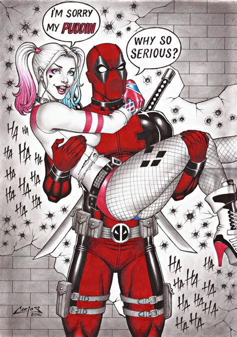 Deadpool And Harley Quinn Commission By Carlosbragaart80