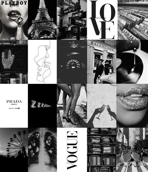 Paris Wall Collage Kit Digital Etsy In 2021 Black And White Picture