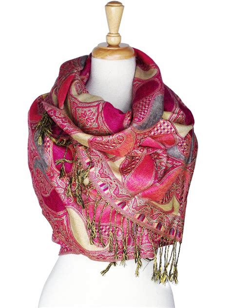 pashmina paisley pattern tow layered woven pashmina shawl scarf wrap stole