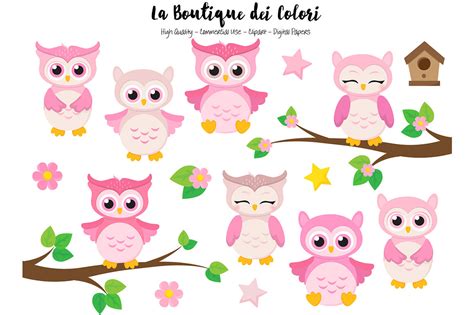Pink Owl Clipart By La Boutique Dei Colori Thehungryjpeg