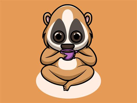 Cute Slow Loris Drinking Hot Chocolate By Cubbone On Dribbble