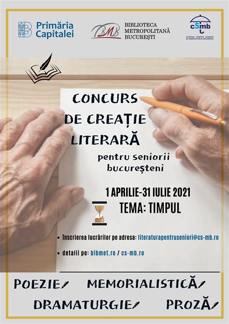 Concurs De Creație Literară Dedicat Seniorilor Bucureșteni Biblioteca