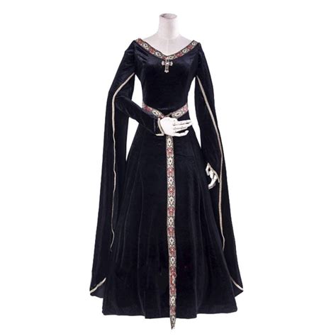 women s black velvet belted medieval costume gown renaissance costume