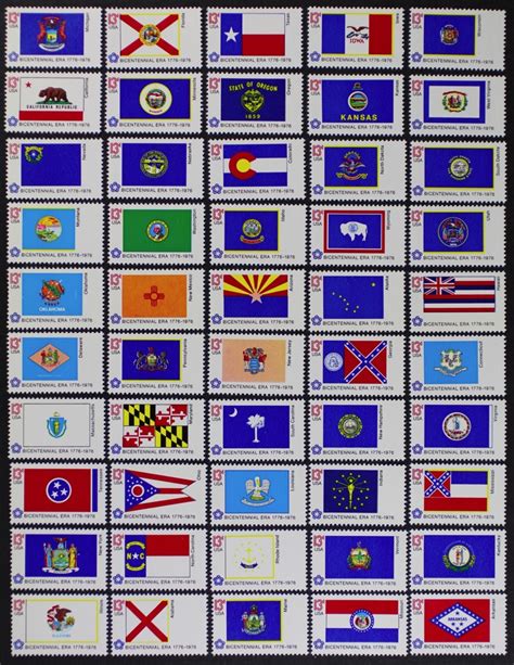 Us 1976 Commemorative Year Set Collection 71 Stamps With 50 Flags Mint