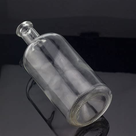 Wholesale Price High End Cylinder Shape Vodka Whisky Glass Bottle For Liquor With Cork Top 750ml