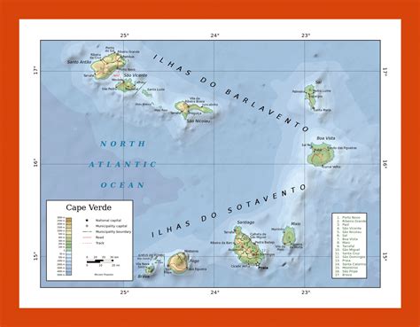 Physical Map Of Cape Verde Maps Of Cape Verde Maps Of Africa 