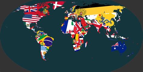 1914 World Map Made Of Flags 5082x2581 Pics