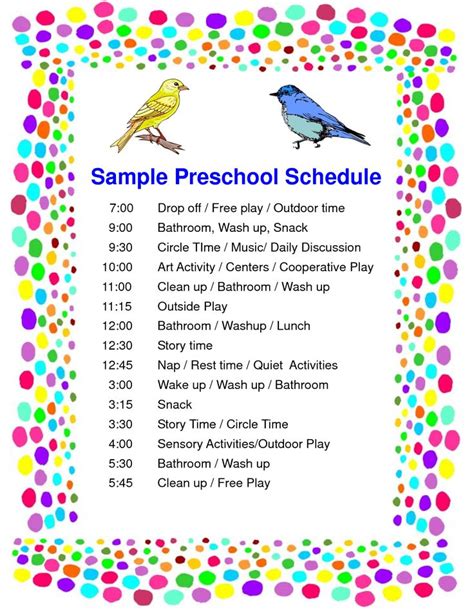 Schedule Preschool Sample Pdf Daily Schedule Preschool