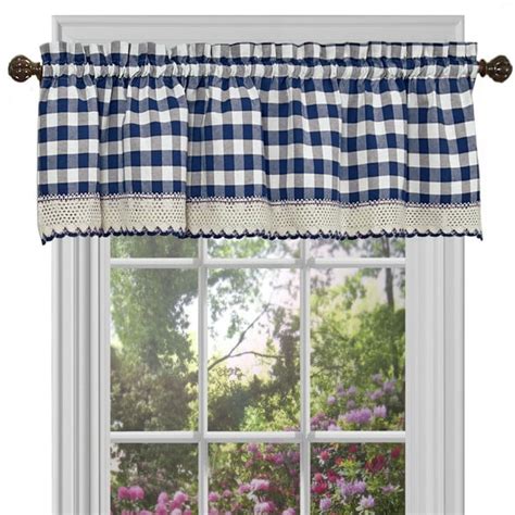 Buffalo Check Navy Gingham Kitchen Curtain Valance 14 X 58