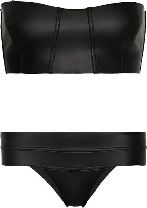 Mikoh Swimwear Byron Bay Rubberized Neoprene Bandeau Bikini In Black Lyst