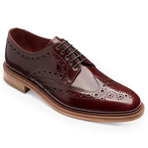 Loake Mens Dawson Lace Up Burgundy Brogue Shoes