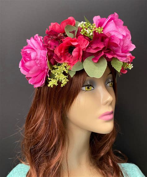 pink flower crown fairy crown floral crown pink headdress flower headdress rose crown