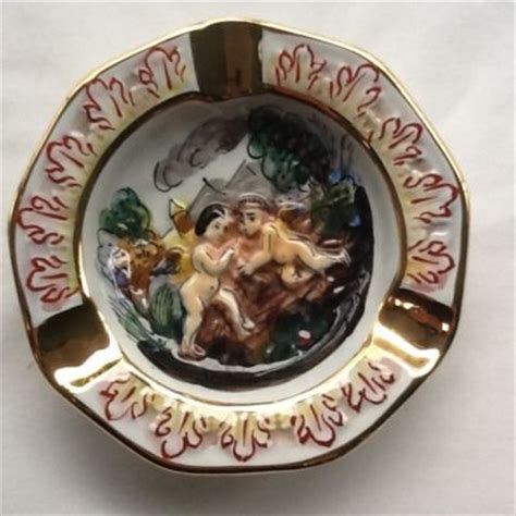 R Capodimonte Heavy Gold Trimmed Hand Painted Porcelain Dish Ashtray Italy Antique Price