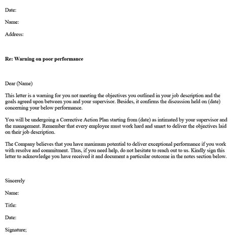 44 Professional Warning Letters To Employee Template And Examples