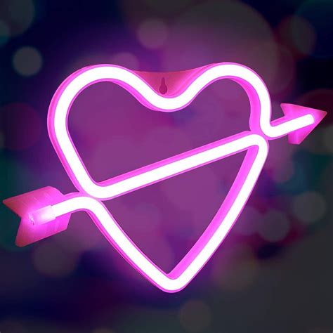 Xiyunte Pink Cupids Bow Neon Light Led Neon Lights Wall Light Battery