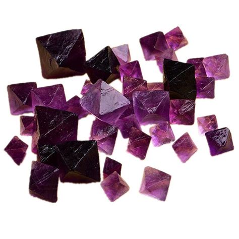 100g 6 Sizes Natural Purple Fluorite Crystal Octahedrons Rock Specimen