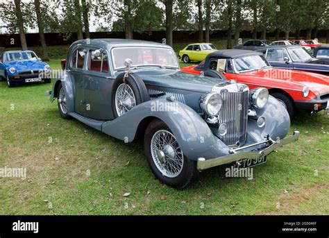 Three Quarter Front View Of A Grey 1939 Mg Wa On Display In The Mg Owners Club Zone At The