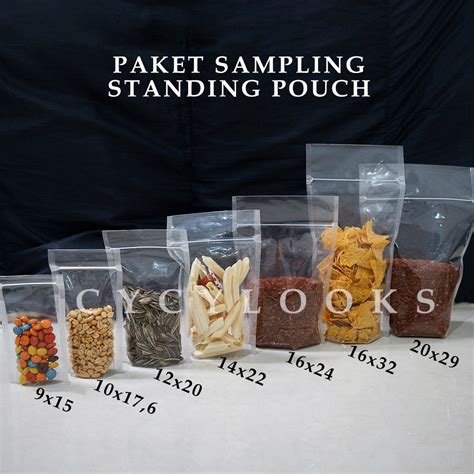 Jual Paket Sampling Standing Pouch Bening Kemasan Plastik Klip 7 Ukuran