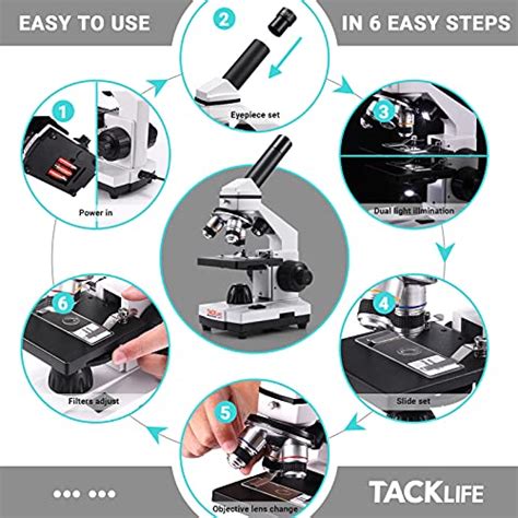 Tacklife Microscope 40x 1000x Dual Cordless Led Illuminationdouble
