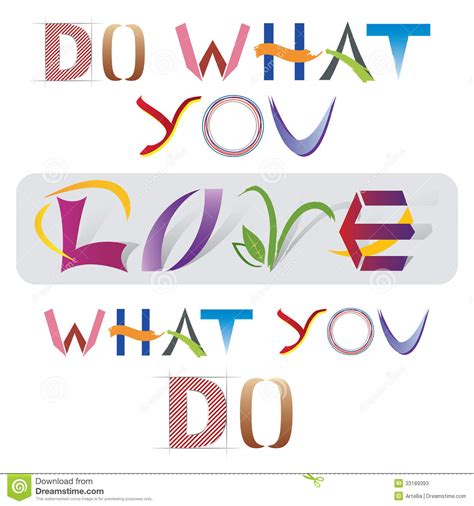 Do What You Love Quote Various Letter Elements Stock
