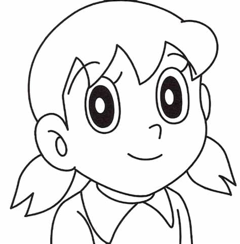 Sketsa gambar shizuka untuk belajar mewarnai anak