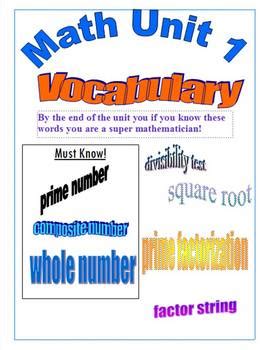 Everyday Math Grade Unit Vocabulary Poster By Alison Meyer TpT