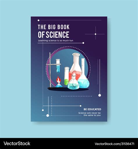 Science Cover Book Design With Laboratory Vector Image