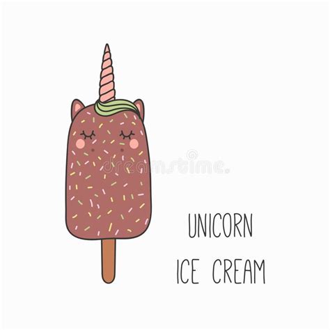 Kawaii Unicorn Ice Cream Stock Vector Illustration Of Drawn 122198122