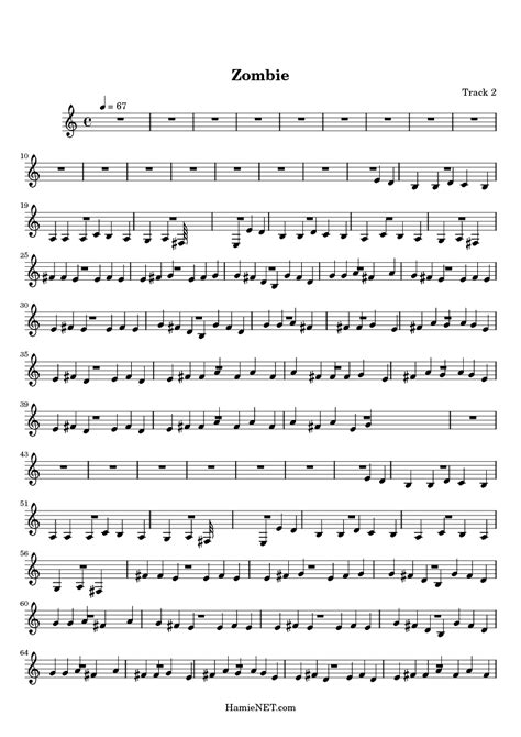 Zombie Sheet Music Zombie Score •