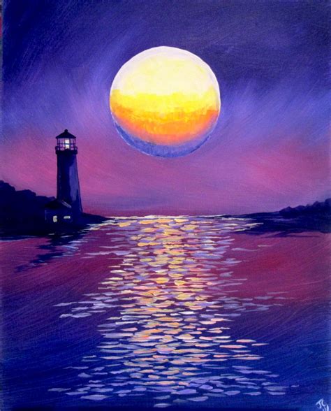 Start with the yellows and oranges. Purple Sunset | Purple paintings canvas, Purple painting, Lighthouse painting