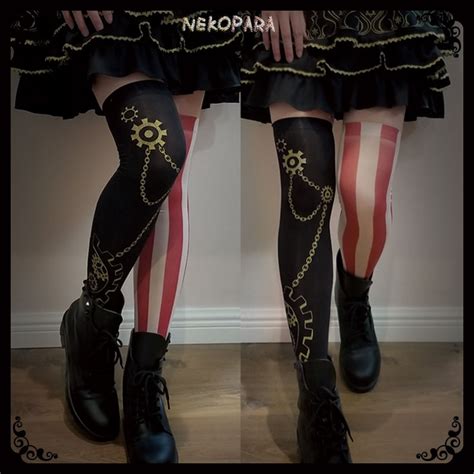 Punk Clown Womens Lolita Over Knee Stockings Velvet Thigh High Long