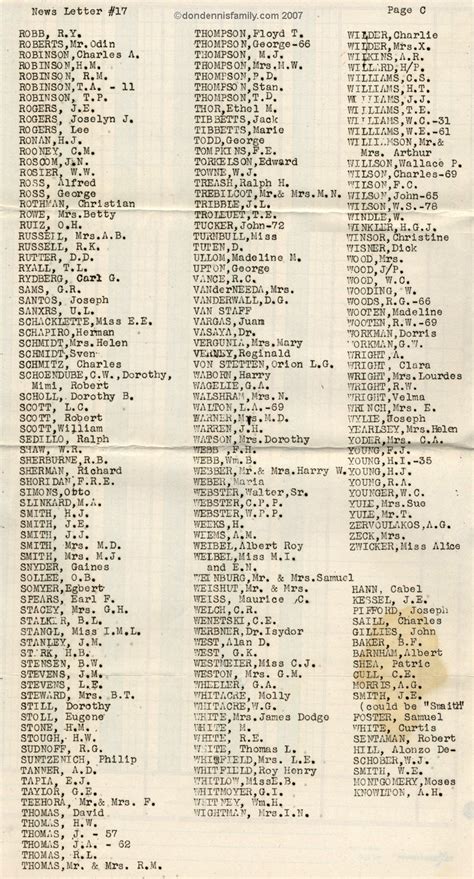 POW Family Letter and Names September 1943