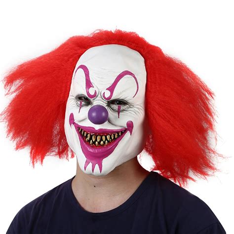 Clown Mask Creepy Red Hair Evil Scary Creepy Ugly Halloween Halloween