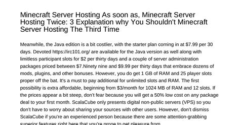 Minecraft Server Hosting As Soon As Minecraft Server Hosting Twice