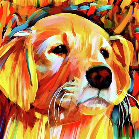 Colorful Golden Retriever Puppy Art Digital Art By Peggy Collins Pixels
