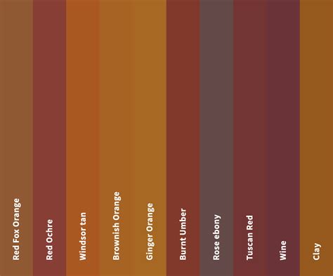 Shades Of Dark Orange Color Names HEX RGB CMYK Codes Orange Color Shades Shades