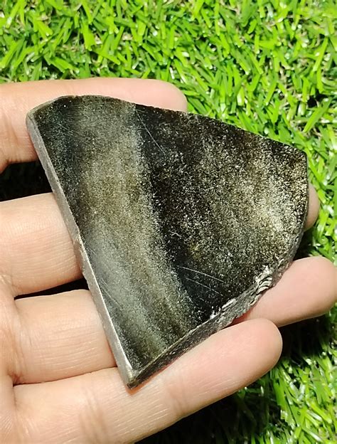Natural Green Obsidian Display Piece Rough Slice Gemstone To Etsy