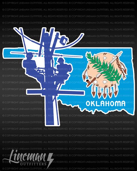 Oklahoma State Outline With Flag Lineman Decal Lineman Outfitters