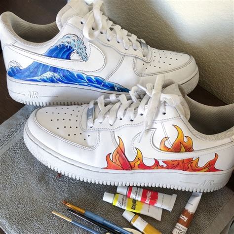 Nike Air Force One Custom Fire And Water Ubicaciondepersonascdmxgobmx
