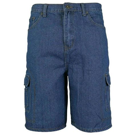 Oscar Jeans Mens Denim Cargo Shorts Premium Cotton Multi Pocket Jean Stoash Blue 40
