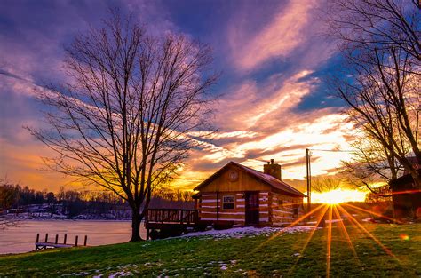 Lake Cabin Sunset By Brian Stevens