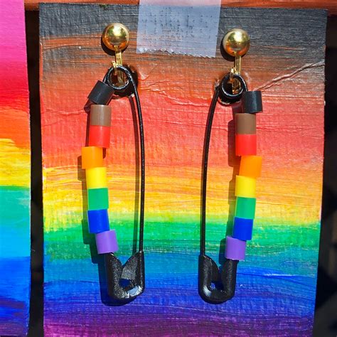 Lgbtq Custom Pride Flag Safety Pin Earrings Pierced And Etsy
