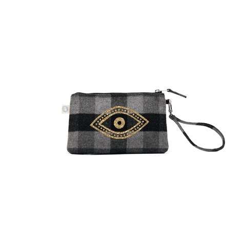 Mini Luxe Clutch Grey Flannel Plaid Quilted Koala