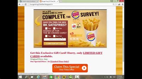 Get access to exclusive coupons. Get Burger King Gift Card for free - YouTube