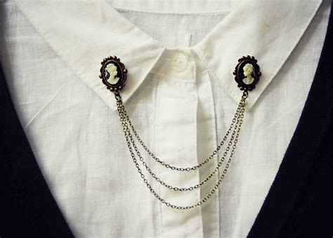 Cameo Collar Pins Collar Chain Collar Brooch Lapel Pin Etsy Collar