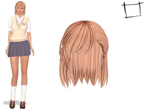 Second Life Marketplace Full Perm Non Rigged School Girl Anime Short Hair